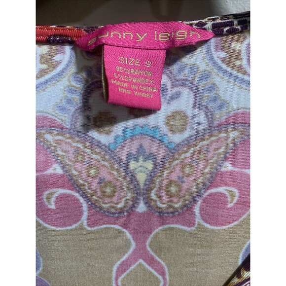 Sunny Leigh Dress Women's SMALL Paisley Print 3 Quarter Sleeve - Picture 4 of 5